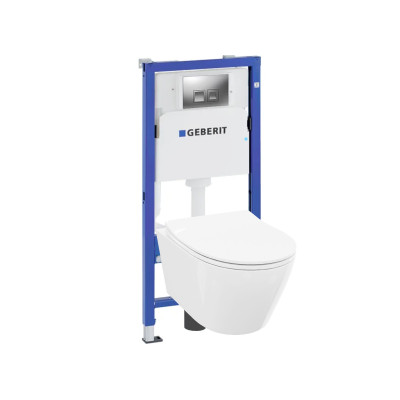 HOMELIKE Zestaw GEBERIT DUOFIXBASIC + przycisk delta chrom kwadratowy + miska WC Praia