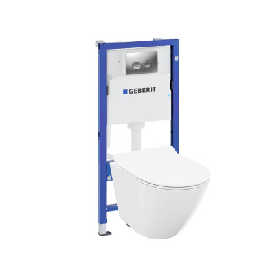 HOMELIKE Zestaw GEBERIT DUOFIXBASIC + przycisk delta chrom okrągły + miska WC Sofi slim