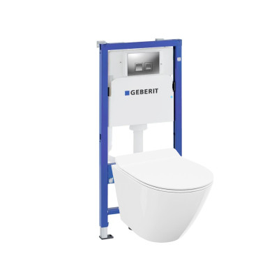 HOMELIKE Zestaw GEBERIT DUOFIXBASIC + przycisk delta chrom kwadratowy + miska WC Sofi slim