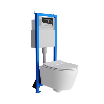 HOMELIKE Zestaw WC 4w1 Praia + przycisk chrom prostokątny (101.1.2)