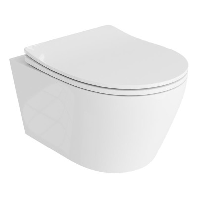 HOMELIKE Zestaw WC 4w1 Praia + przycisk chrom prostokątny (101.1.2)