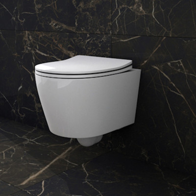 HOMELIKE Zestaw WC 4w1 Praia + przycisk chrom prostokątny (101.1.2)
