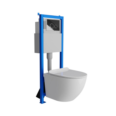 HOMELIKE Zestaw WC 4w1 Sofi Slim + przycisk chrom prostokątny (101.1.2)