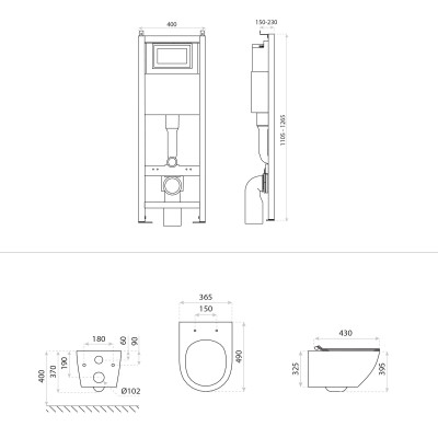 HOMELIKE Zestaw WC 4w1 Sofi Slim + przycisk chrom prostokątny (101.1.2)