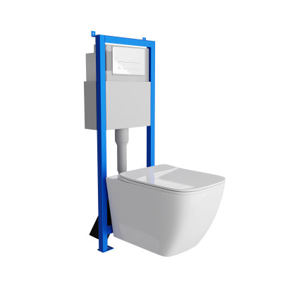 HOMELIKE Zestaw wc 4 w 1 Onil -  przycisk BIAŁY prostokątny (101.3.1)