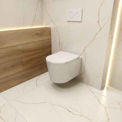 HOMELIKE ZESTAW GROHE 4 w 1 + przycisk chrom prostokątny + miska WC Versoni 3.0 tornado