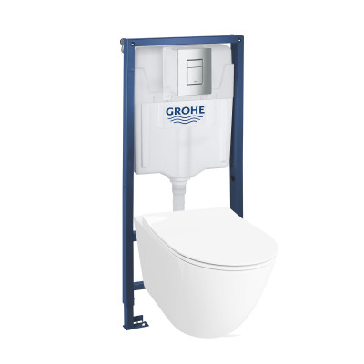 HOMELIKE ZESTAW GROHE 4 w 1 + przycisk chrom prostokątny + miska WC Sinto grande  2.0 tornado