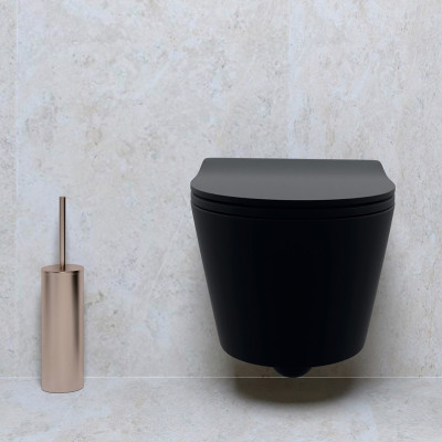 HOMELIKE ZESTAW GROHE 4 w 1 + przycisk czarny prostokątny + miska WC Praia black 2.0 tornado