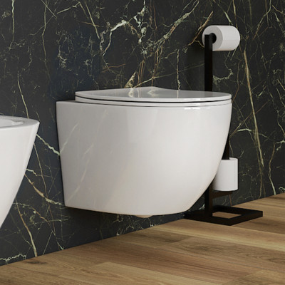 HOMELIKE ZESTAW GROHE 4 w 1 + przycisk chrom prostokątny + miska WC Sinto