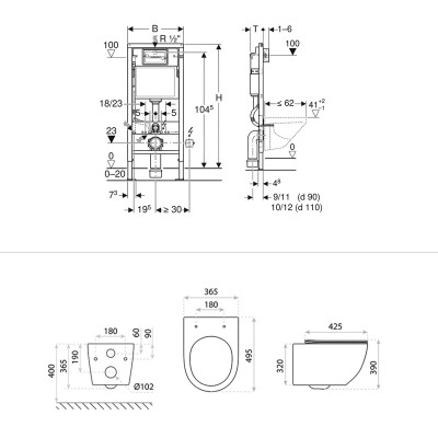 HOMELIKE Zestaw GEBERIT DUOFIXBASIC + przycisk delta chrom kwadratowy + miska WC Sinto