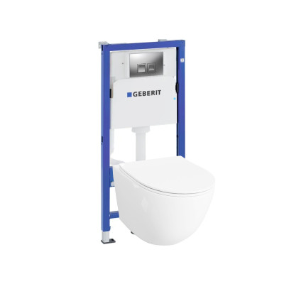 HOMELIKE Zestaw GEBERIT DUOFIXBASIC + przycisk delta chrom kwadratowy + miska WC Sinto