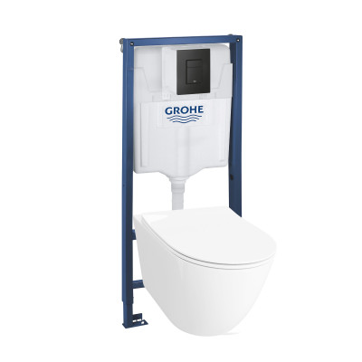 HOMELIKE ZESTAW GROHE 4 w 1 + przycisk czarny prostokątny +miska WC Sinto grande 2.0 tornado