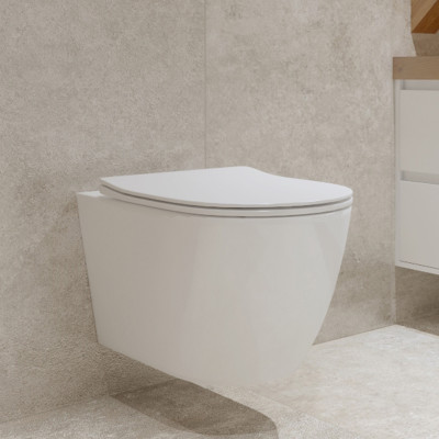 HOMELIKE ZESTAW GROHE 4 w 1 + przycisk czarny prostokątny +miska WC Sinto grande 2.0 tornado