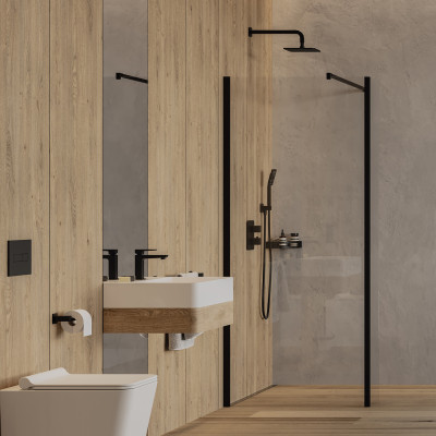 OMNIRES MARINA KABINA TYPU WALK-IN ZE ŚCIANKĄ BOCZNĄ, 90 X 30 CM MA9030BLTR