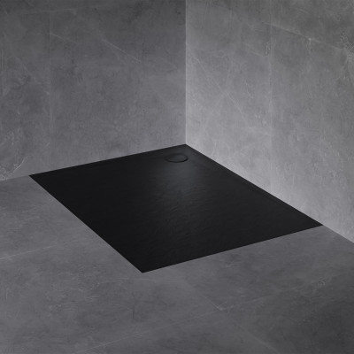 OMNIRES STONE BRODZIK PRYSZNICOWY PROSTOKĄTNY ZE STRUKTURĄ KAMIENIA, 90 X 120 CM STONE90/120BL