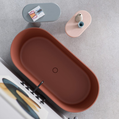 OMNIRES OVO WANNA WOLNOSTOJĄCA MARBLE+, 160X75 CM, Z SYFONEM OVOWWTE