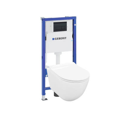 HOMELIKE Zestaw GEBERIT DUOFIXBASIC + przycisk delta czarny prostokątny + miska WC Cliper 2.0 tornado