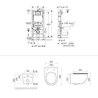 HOMELIKE Zestaw GEBERIT DUOFIXBASIC + przycisk delta chrom kwadratowy + miska WC Sinto 3.0 tornado