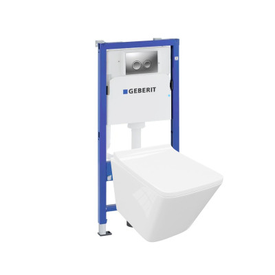 HOMELIKE Zestaw GEBERIT DUOFIXBASIC + przycisk delta chrom okrągły + miska WC Lago 3.0 tornado