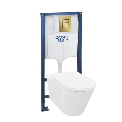 HOMELIKE ZESTAW GROHE 4 w 1 + przycisk złoty prostokątny + miska WC Versoni 3.0 tornado