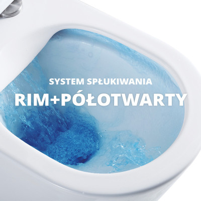 HOMELIKE ZESTAW GROHE 4 w 1 + przycisk złoty prostokątny + miska WC Lago