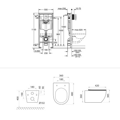 HOMELIKE Zestaw Grohe skate air + miska WC Cliper 3.0 tornado