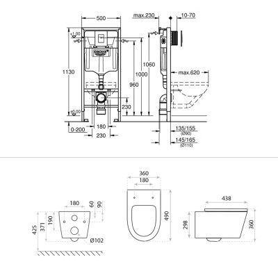 HOMELIKE Zestaw Grohe skate air + miska WC Versoni 3.0 tornado