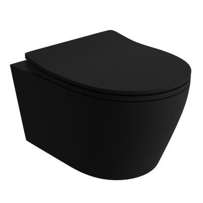 HOMELIKE Zestaw wc 4 w 1 Praia Black 2.0 + przycisk czarny prostokątny (101.3.4)