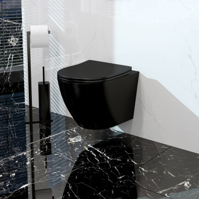 HOMELIKE Zestaw wc 4 w 1 Sinto black 3.0 + przycisk czarny prostokątny (101.3.4)