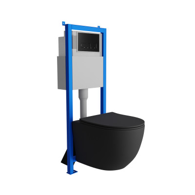 HOMELIKE Zestaw wc 4 w 1 Sinto black 3.0 + przycisk czarny prostokątny (101.3.4)