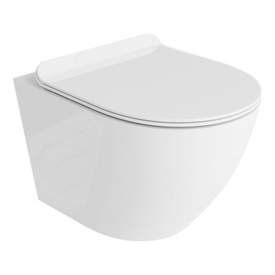 HOMELIKE Zestaw wc 4 w 1 Sofi slim + przycisk złoty okrągły (101.4.5)