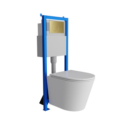 HOMELIKE Zestaw wc 4 w 1 Galve 3.0 tornado + przycisk złoty okrągły (101.4.5)