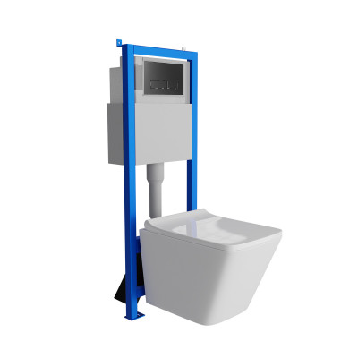 HOMELIKE Zestaw wc 4 w 1 Lago 3.0 tornado + przycisk gunmetal prostokątny (101.3.6)