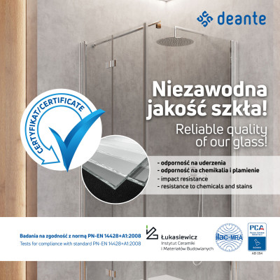 Deante Funkia kabina prysznicowa 90 cm półokrągła chrom/szkło szronione KYP651K