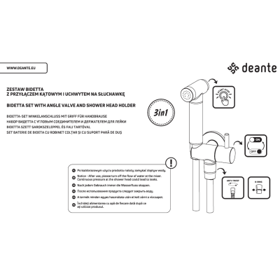 Deante Bidetta zestaw słuchawki bidetowej chrom ANW051B