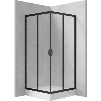 Deante Funkia kabina prysznicowa 90 cm kwadratowa czarny/szkło przezroczyste KYCN41K