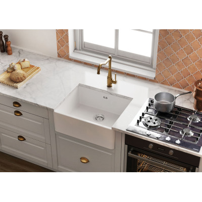 Deante Sabor zlewozmywak ceramiczny 59,5x47,5 cm biały ZCB610K