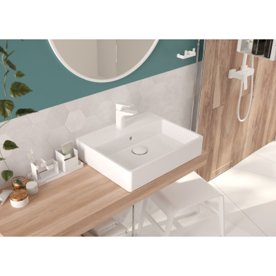 Deante Temisto umywalka 50x40 cm nablatowa prostokątna biała CDT6U4S