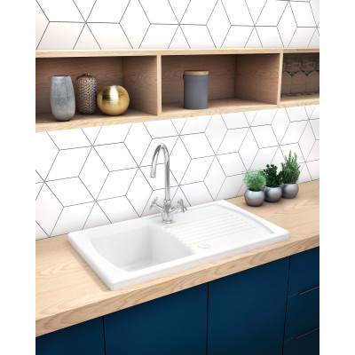 Deante Lusitano zlewozmywak ceramiczny 86x50 cm biały ZCL611N