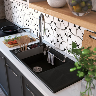 Deante Magnetic zlewozmywak granitowy 82x50 cm czarny ZRM_N113