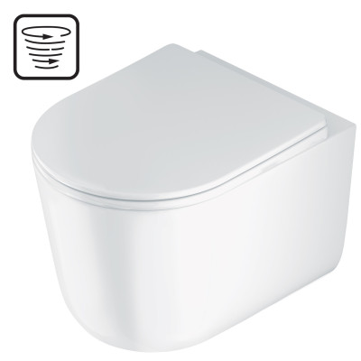Deante Jasmin miska WC z deską wolnoopadającą wisząca bez kołnierza spłukiwanie wirowe biały CDJD6ZPW