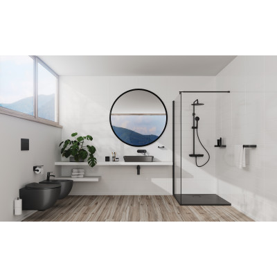 Deante Kerria Plus ścianka prysznicowa walk-in 90 cm czarny mat/szkło przezroczyste KTS_N39P