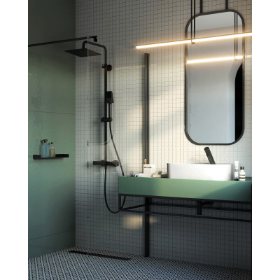 Deante Kerria Plus ścianka prysznicowa walk-in 90 cm czarny mat/szkło przezroczyste KTS_N39P