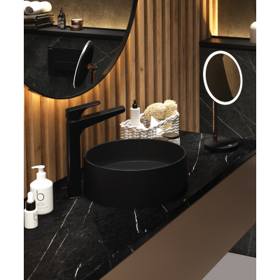 Deante Silia umywalka 36x36 cm okrągła nablatowa czarna CQS_NU4S