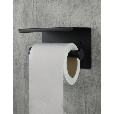 Deante Round uchwyt na papier toaletowy z półką czarny mat ADRN221