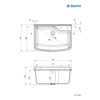 Deante Garden komora gospodarcza 61,7x45 cm tworzywo/tekstura granitowa szary mat ZYT310B