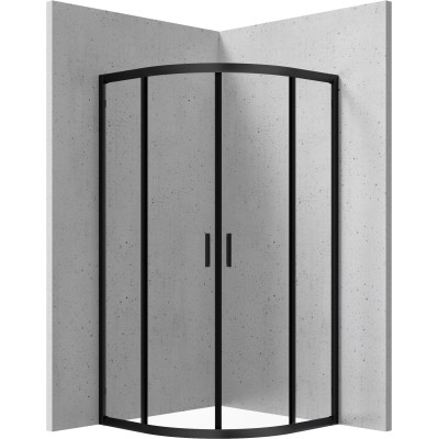 Deante Funkia kabina prysznicowa 80 cm półokrągła czarny/szkło przezroczyste KYPN52K