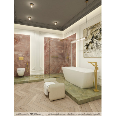 Deante Alpinia zestaw prysznicowy podtynkowy z deszczownicą złoty BXYZZGAM