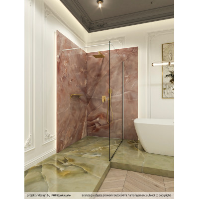 Deante Alpinia zestaw prysznicowy podtynkowy z deszczownicą złoty BXYZZGAM