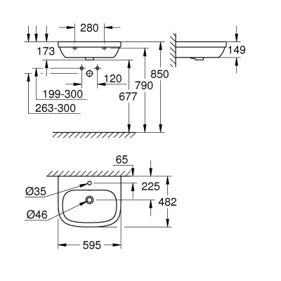 Umywalka GROHE EURO CERAMIC 59,5x48,2cm BIEL ALPEJSKA  39335000
